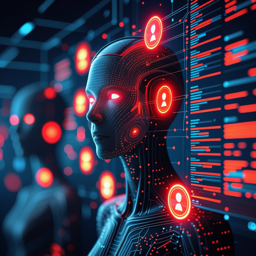 Agentic AI security threat visualization showing autonomous AI agents with security vulnerabilities