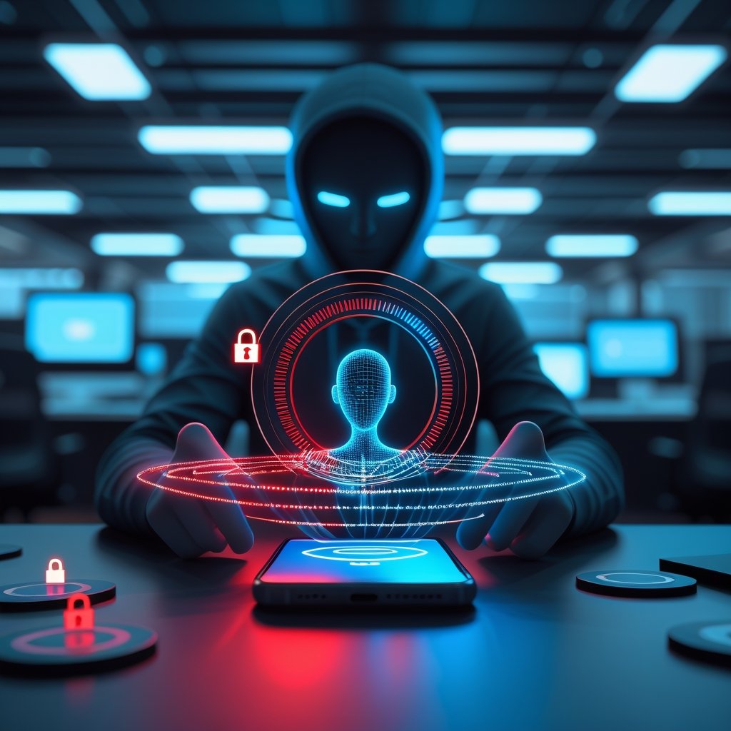 AI vishing attack showing voice cloning technology targeting enterprise phone systems