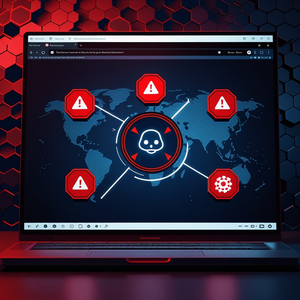 Malicious AI browser extension warning showing fake chatbot sidebar stealing user data
