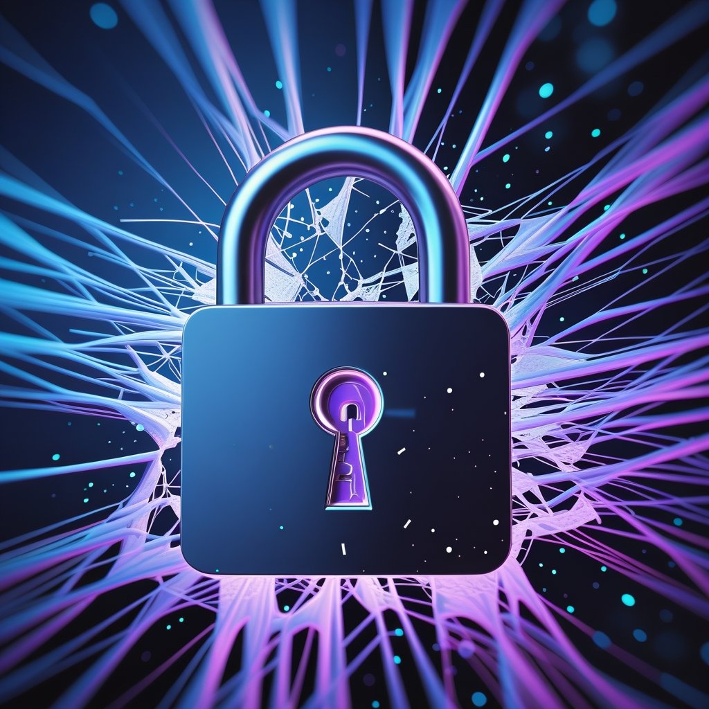 Quantum computer breaking encryption keys visualization